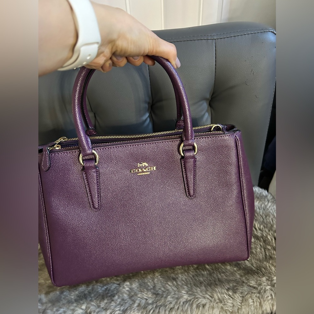 💼 Coach Surrey Purple Leather Satchel (EUC)